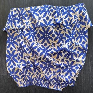 Hollister Navy and Cream Patterned Shorts